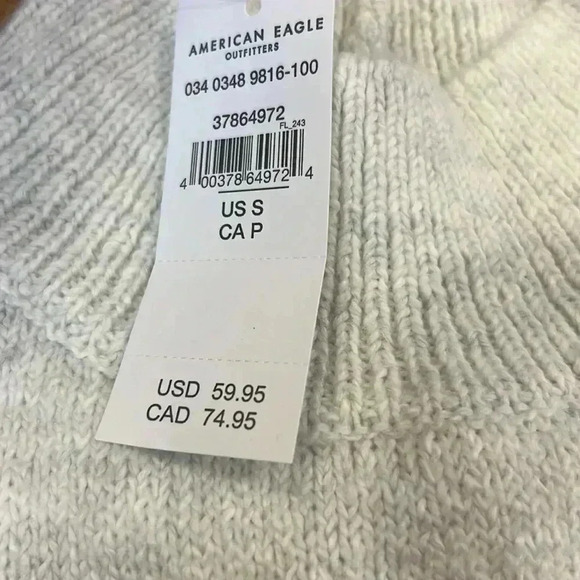 American Eagle Smiley Logo Mock Neck Sweater Size Small NWT - Picture 3 of 3